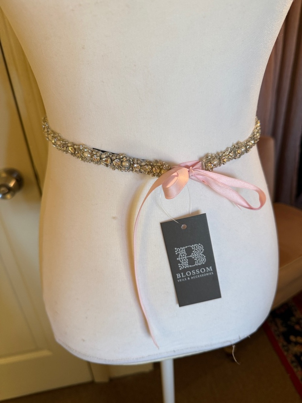 Blossom Veils & Accessories
Classic Skinny Sash Belt Pearl and Rhinestone - Picture 5 of 11
